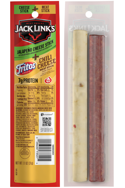 Bag of Jalapeno Cheese Stick and Fritos® Chili Cheese Flavored Meat Stick Combo
